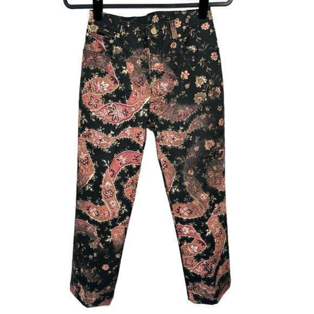 Rare Roberto Cavalli Floral Ribbon Coated Jeans‎ Size XS